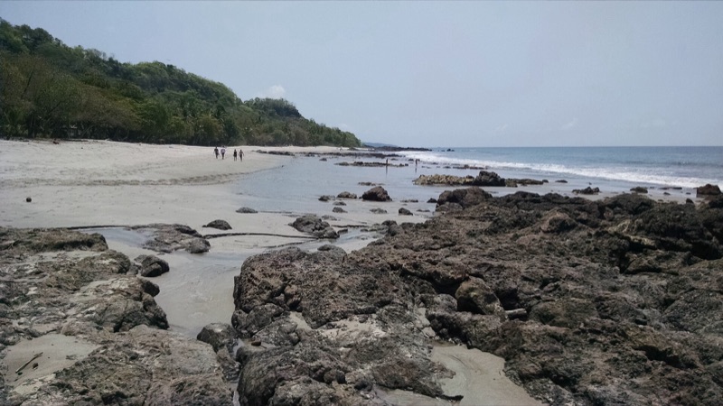 Montezuma beach and rock shelf looking north